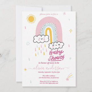 Söt regnbågs-baby shower inbjudningar