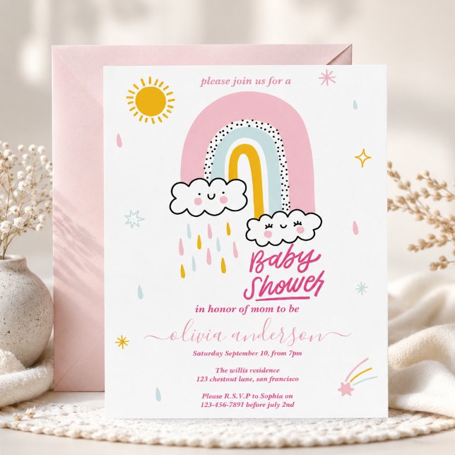 Söt regnbågs-baby shower inbjudningar (Skapare uppladdad)