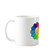Söt regnbågsblomma blinkande ansikte kaffemugg