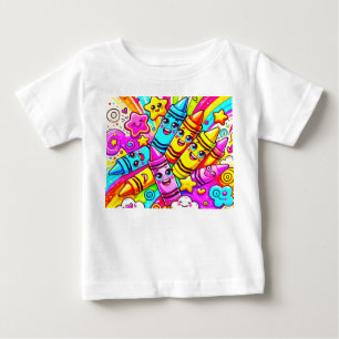 Söt regnbågsfärgpenna serie T-shirt design – Färg