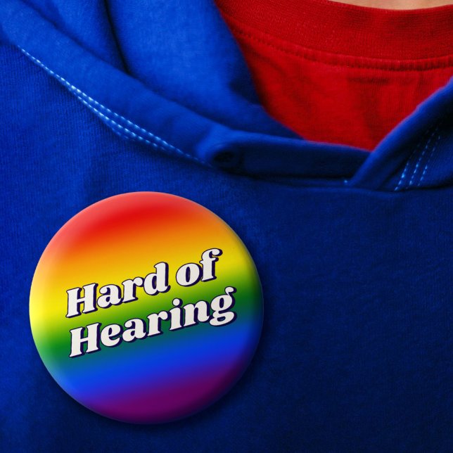 Söt regnbågsgradient typografi hörselnedsättning knapp (Cute Rainbow Gradient Typography Hard of Hearing Button)