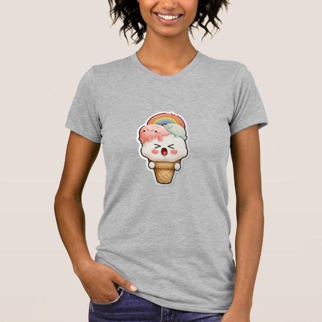 Söt regnbågsgrafisk grå t-shirt (Framsida)