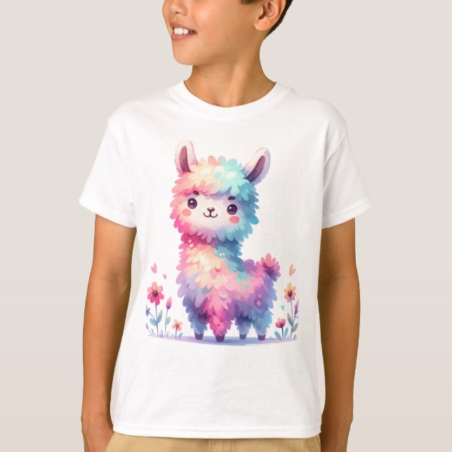 Söt regnbågslama fantasikonst t shirt (Framsida)