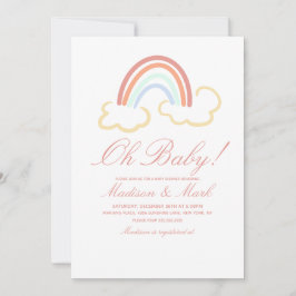 Söt regnbågsmoln Doodle baby shower  Inbjudningar