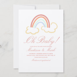 Söt regnbågsmoln Doodle Baby Shower Rustik Inbjudningar