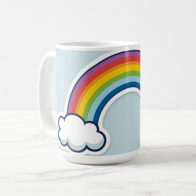 Söt regnbågsmolnsticker – Pastell Aesthetic Kawaii Kaffemugg (Framsida vänster)