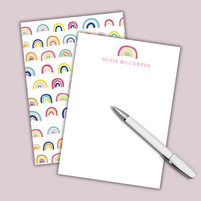 Söt regnbågsnotiskort anteckningskort (Rainbow personalized notecards)