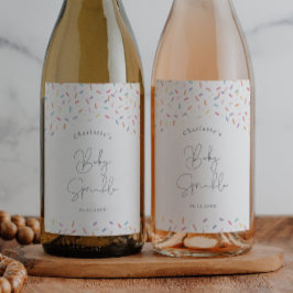 Söt regnbågsprydnad Baby Sprinkle Shower Vinflaska Etikett