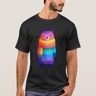 Söt regnbågsschal Björn HBT-stolthet Färgrik vinte T Shirt