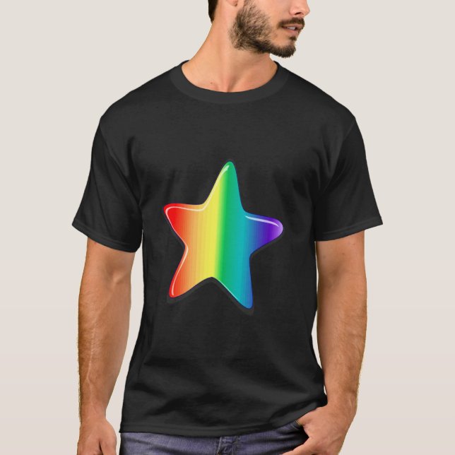 Söt regnbågsstjärna t shirt (Framsida)