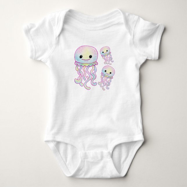 Söt regnbågsvattenfärg manet t shirt (Framsida)