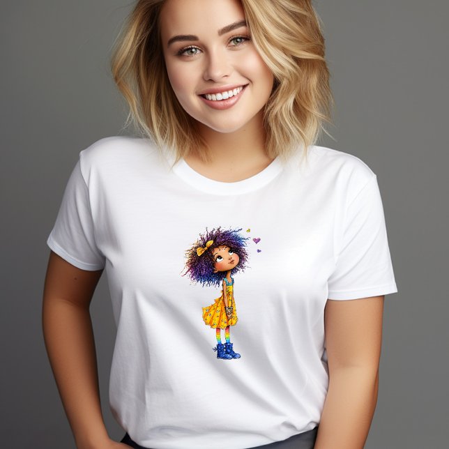Söt regnbogsflicka Whimsical färgrik konst T Shirt (Cute Rainbow Girl Whimsical Colorful Art )