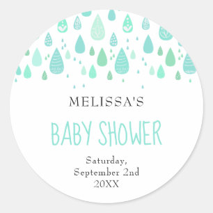 Söt regndroppar baby shower / stänk runt klistermärke