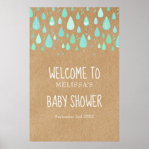 Söt regndroppar baby shower / stänk välkomstskylt poster