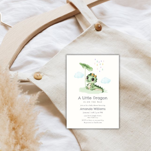 Söt regndroppe liten drakes barnkalas  inbjudningar (Sweet Raindrop Little Dragon Baby Shower Invitation)