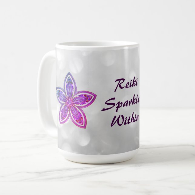 Söt Reiki Flower Mandala-design Kaffemugg (Framsida vänster)