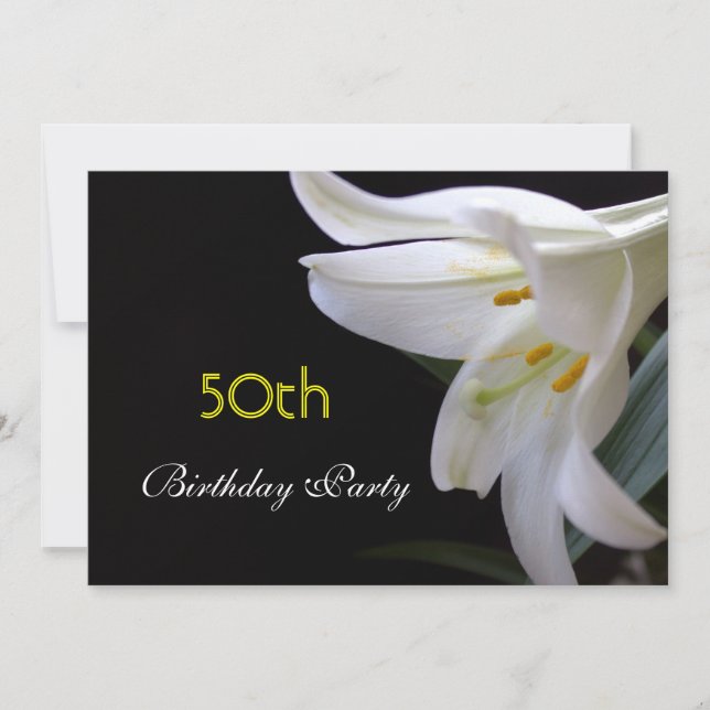 Söt, ren, elegant, vit blomma födelsedag inbjudningar (Framsida)