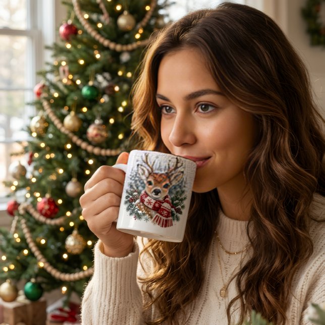 Söt Ren Glad Jul Kaffe Mugg (Skapare uppladdad)