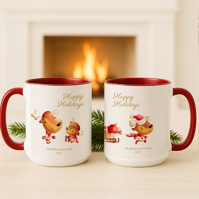 Söt Ren Glad Jul Personlig Mugg (Skapare uppladdad)