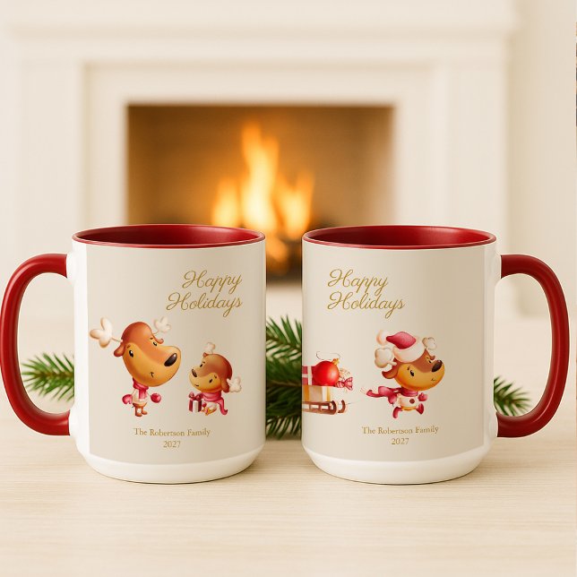 Söt Ren Glad Jul Personlig Mugg (Skapare uppladdad)