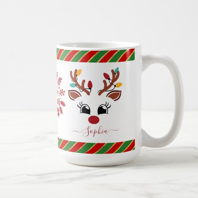 Söt Ren Jul Barn Varm Choklad Kaffemugg (Höger)
