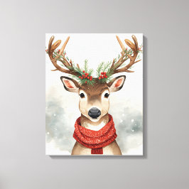 Söt Ren Jul Canvas Konst För Högtid
