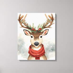 Söt Ren Jul Canvas Konst För Högtid