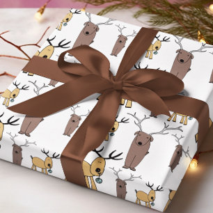 Söt Ren Jul Julgran Djurtryck Presentpapper