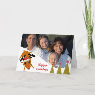 Söt ren med familjefoto eller parfoto helgkort