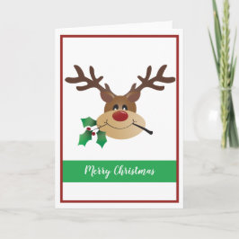 Söt ren med mistel - God Jul Kort