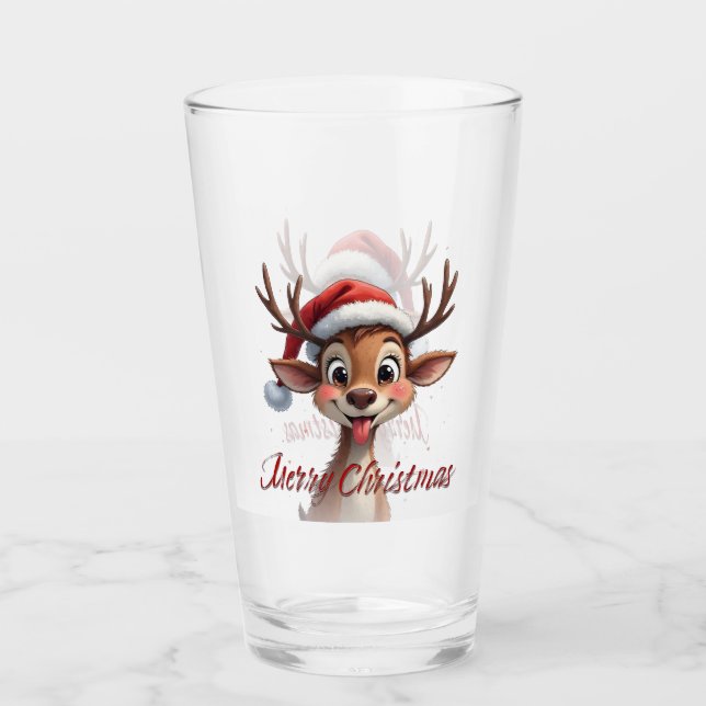 Söt ren önskar God Jul Glaskopp (Framsida)
