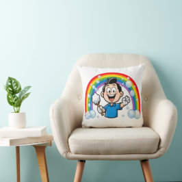Söt rengöringsmaskot regnbåge seriefigursdesign ko kudde