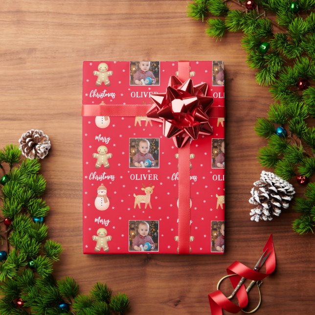 Söt rensnicke julgran fotofirande jul presentpapper (Julgåva)