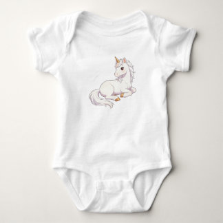 Söt rent vit enhörning liggande på sidan Kawaii Un T Shirt