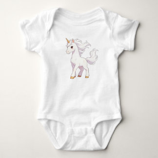 Söt rent vit enhörning med flödande man kawaii u t shirt