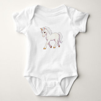Söt rent vit gångande enhörning Kawaii Unisex T-sh T Shirt