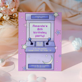 Söt Retro Arkadspel Barn Födelsedagsinbjudan Inbjudningar