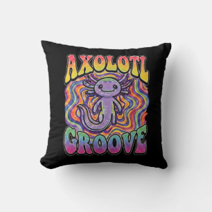 Söt Retro Axolotl Groove trippig 70 hippie regnbåg Kudde