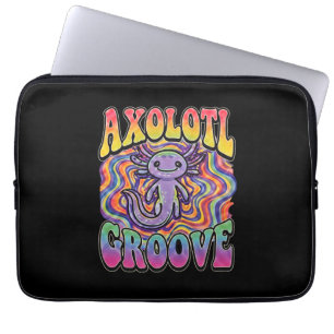Söt Retro Axolotl Groove trippig 70 hippie regnbåg Laptop Fodral
