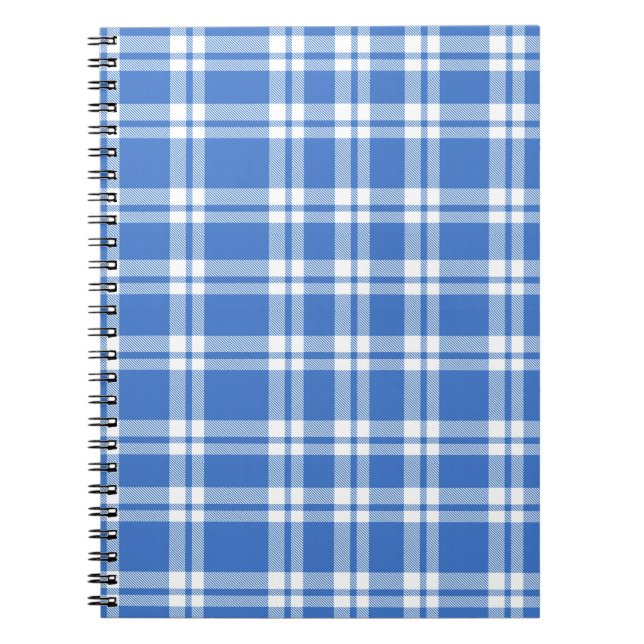 Söt Retro Blå Gingham Rutig Mönster Anteckningsbok (Framsidan)