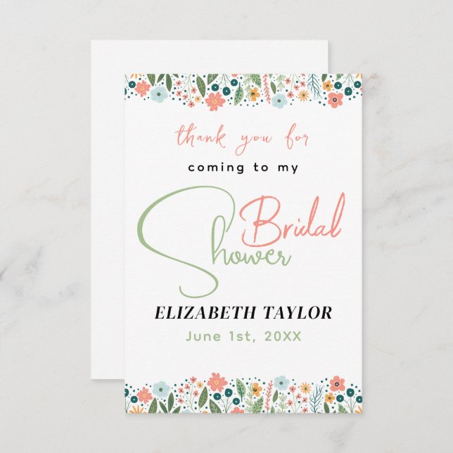 Söt Retro Blom Bröllopsfest Tack Kort (Fram/baksida)