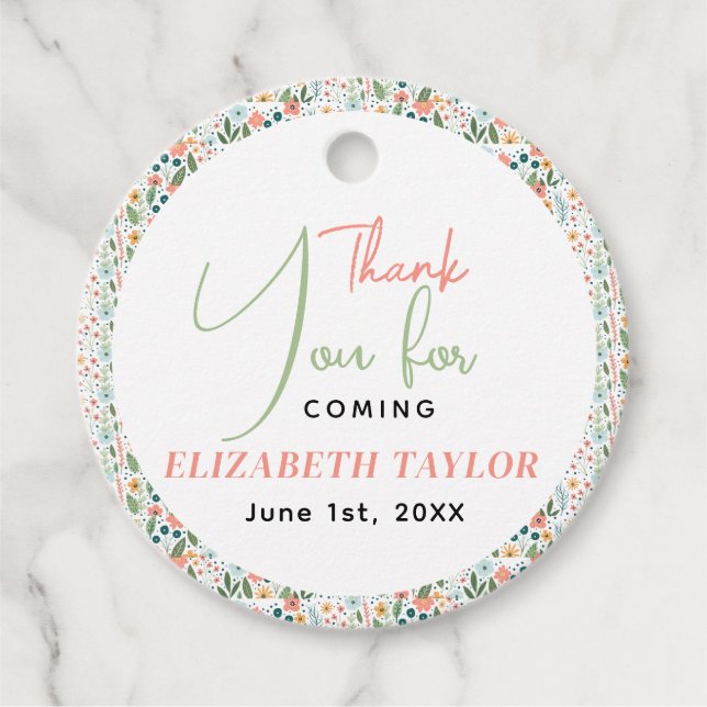 Söt Retro Blomma Bröllopsdusch  Gåvor Etiketter (Framsida)