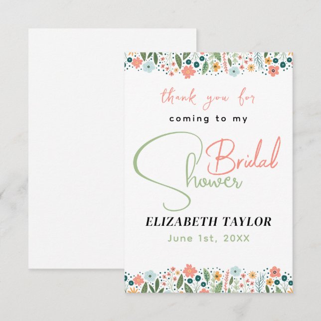 Söt Retro Blomma Bröllopsfest Tack Kort (Fram/baksida)