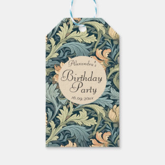 Söt retro blommigt Blått från födelsedag Presentetikett
