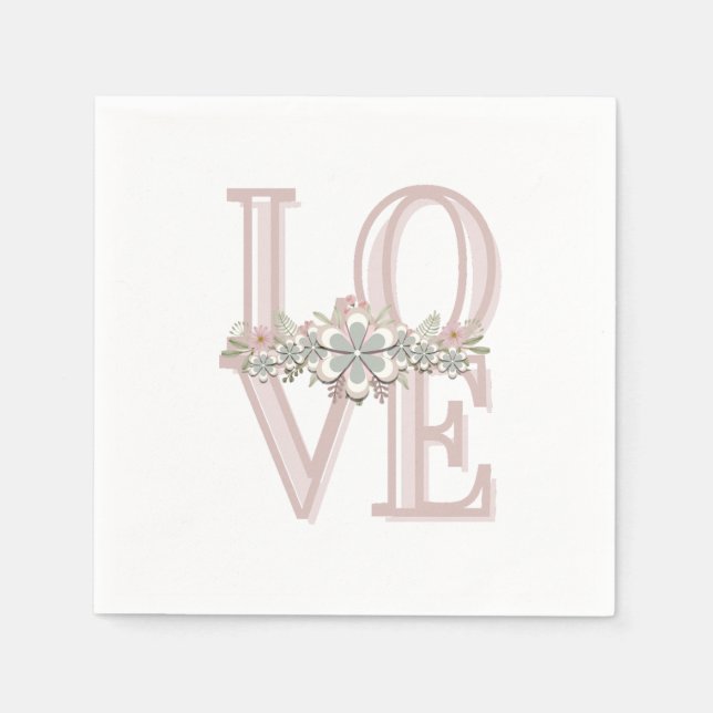 Söt Retro Blommigt Rosa/Grönt Faux Embossed Pappersservett (Framsidan)