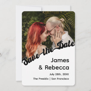 Söt Retro Boho Minimalistisk Särpräglad Text & Fot Spara Datumet