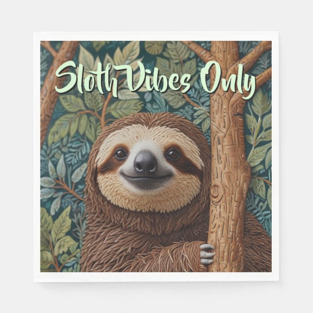 Söt retro boho sengångare Häng kvar där sloth vibb Pappersservett (Framsidan)
