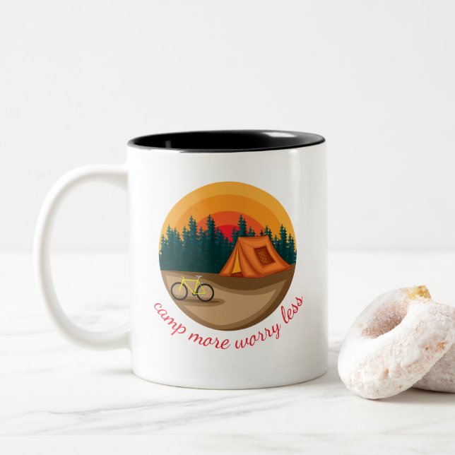 Söt Retro Camping / Utomhus Kaffe Mugg (Med munk)