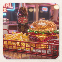 Söt Retro Diner | Kristallin Burger och Pommes