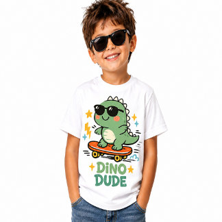 Söt Retro Dinosaurie Skater / Dino-Dude Skateboard T Shirt